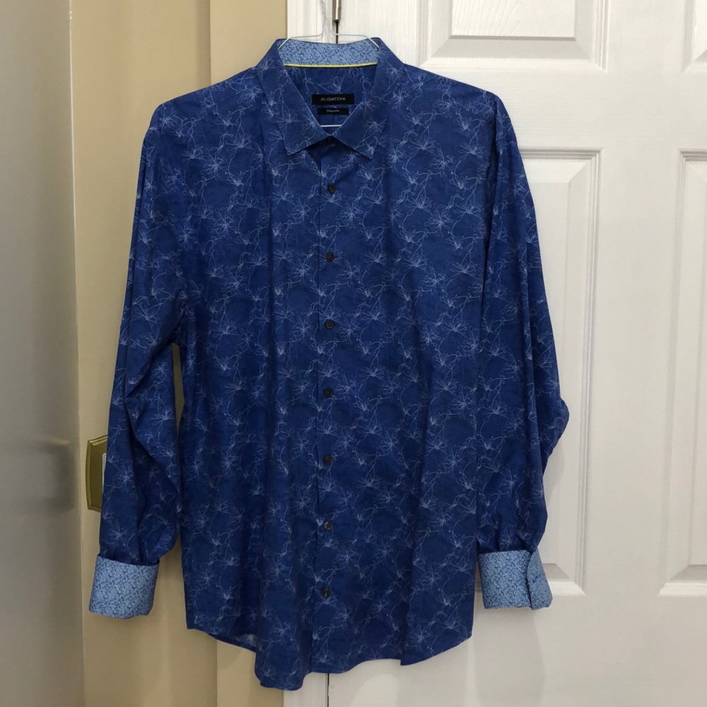Bugatchi Uomo Men's Long Sleeve Casual Blue Button - Picture 4 of 9